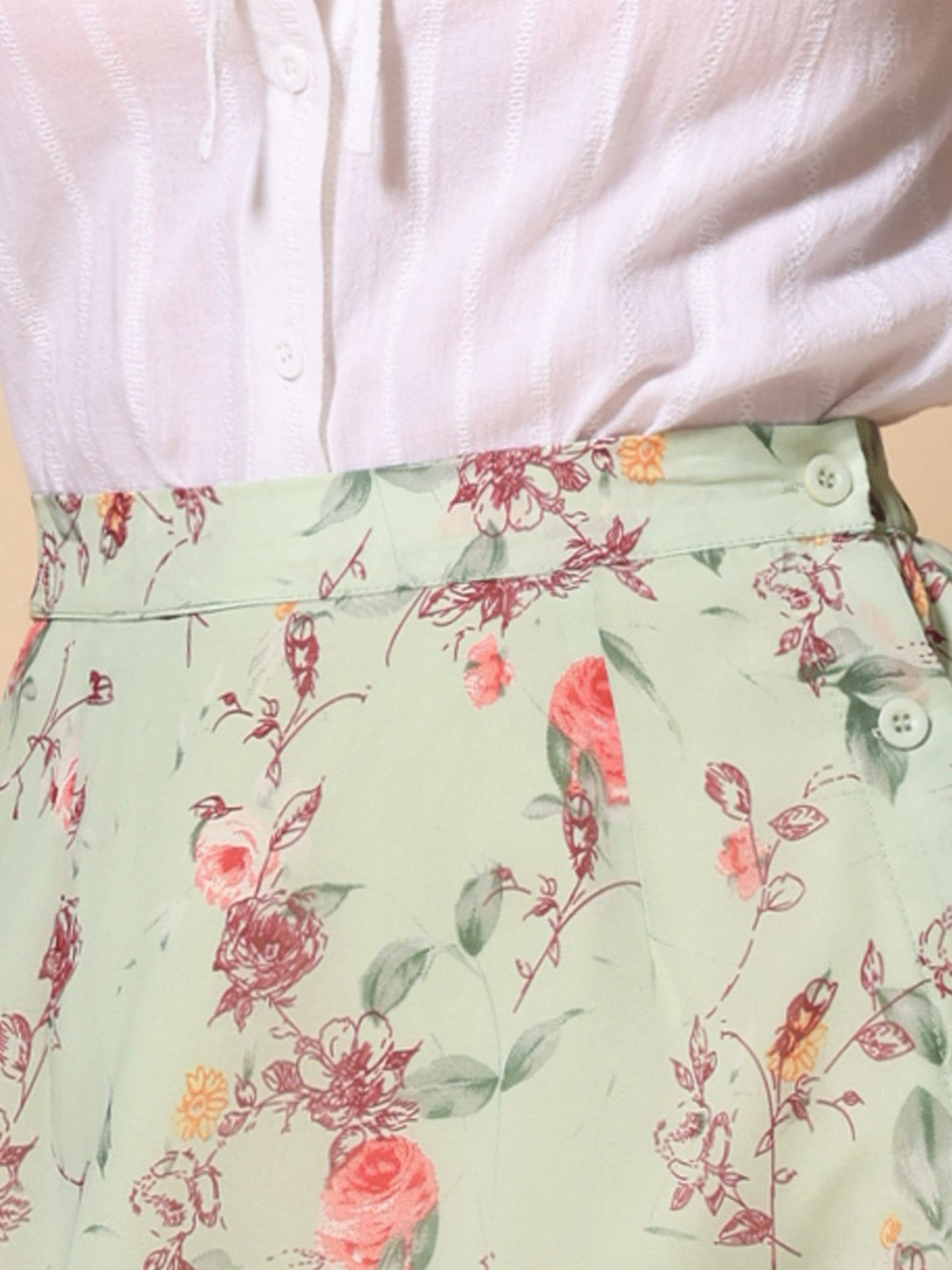 Faldas midi florales para mujer, de verano, con volantes, cintura alta, fluidas, corte A, con abertura hasta la rodilla