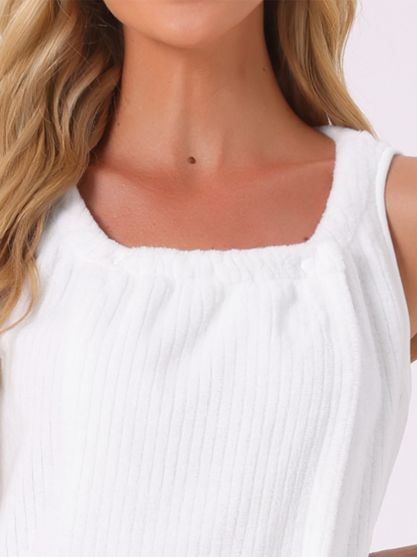 [PACK SALES] Women's 2 Pieces Shower Wrap Bath Towel Robe Strap Button Sleeveless Snap Dress with Pockets