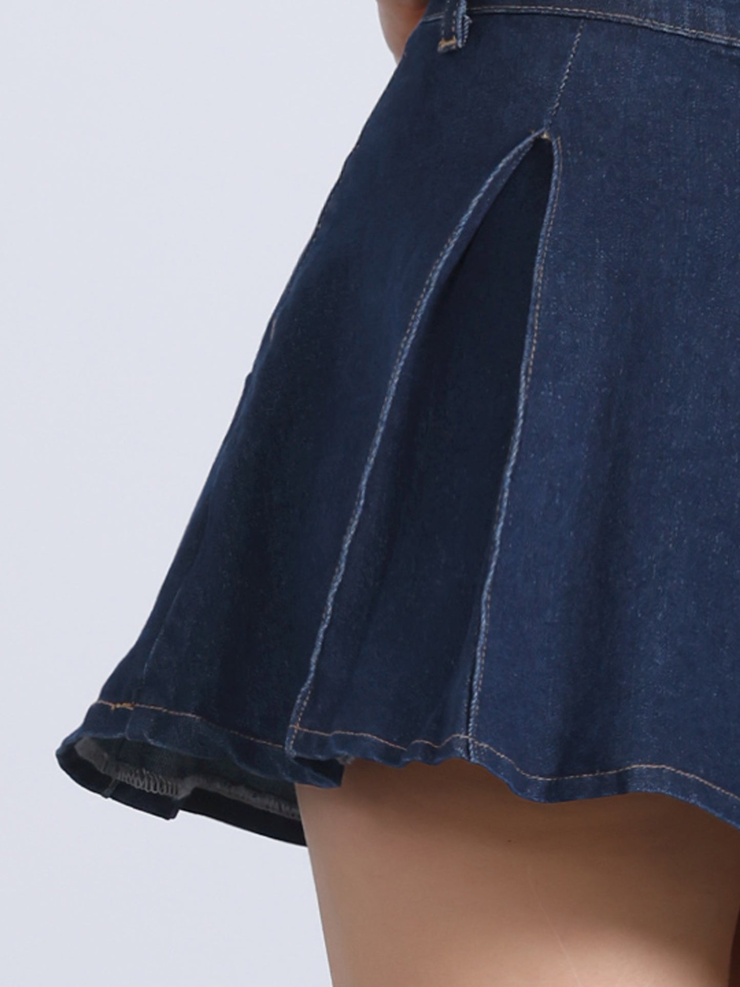 Women's Pleated Denim Skirt Casual A-Line High Waist Short Mini Jean Skirts