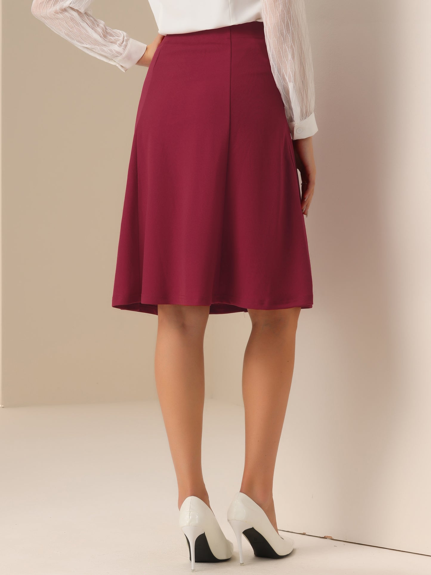 Falda formal de trabajo con botones delanteros y corte A hasta la rodilla para mujer