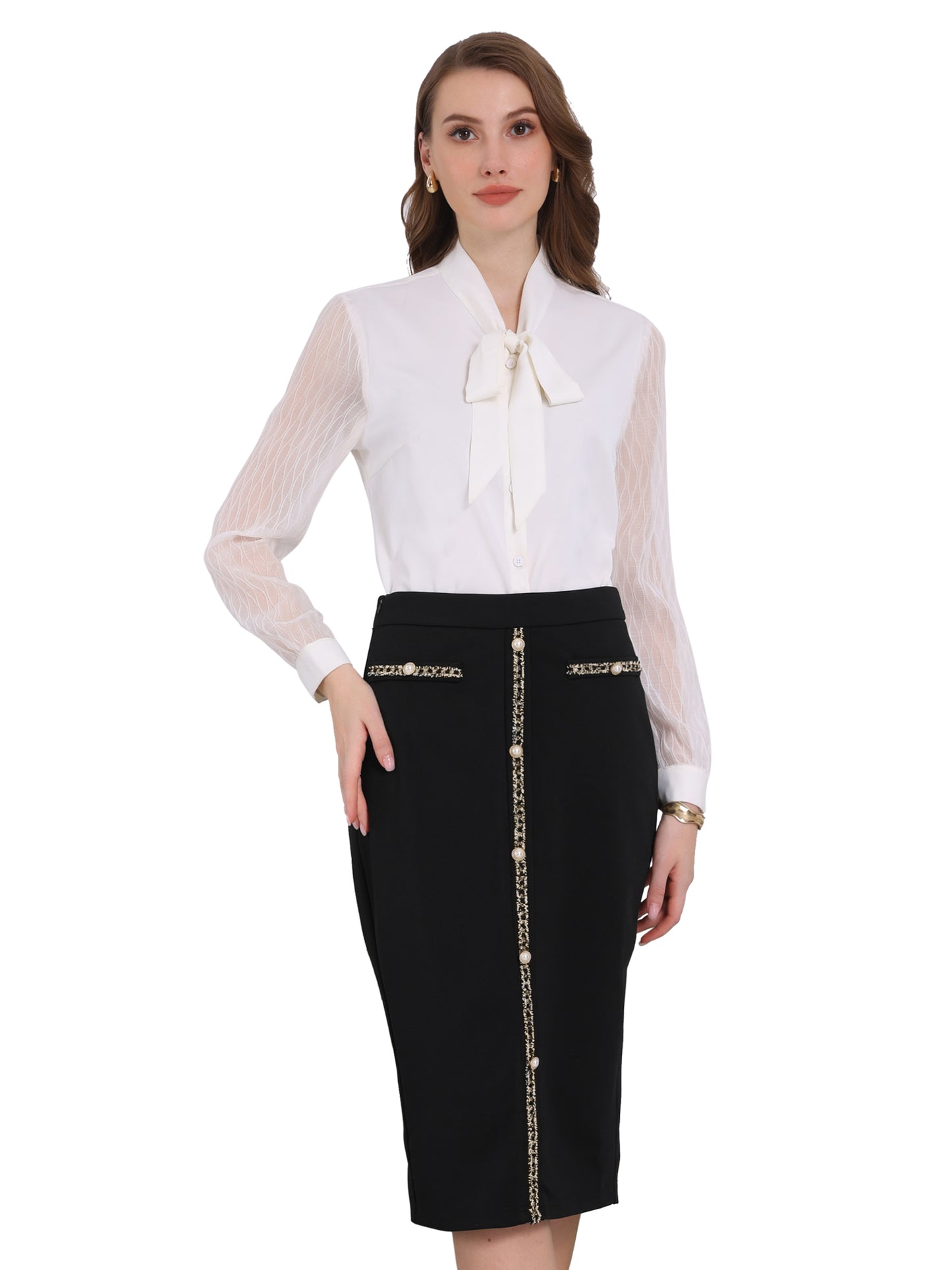 Women's Bodycon Pencil Skirt High Waist Stretchy Knee Length Office Work Skirts