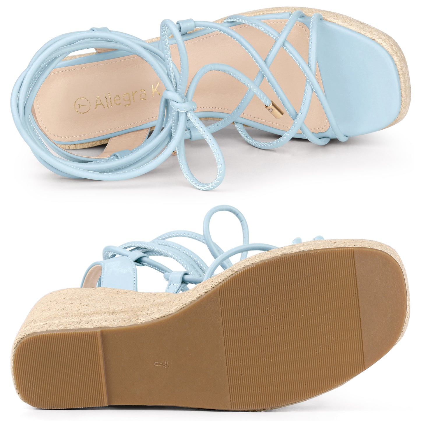 Alpargatas con plataforma, punta cuadrada y cordones para mujer