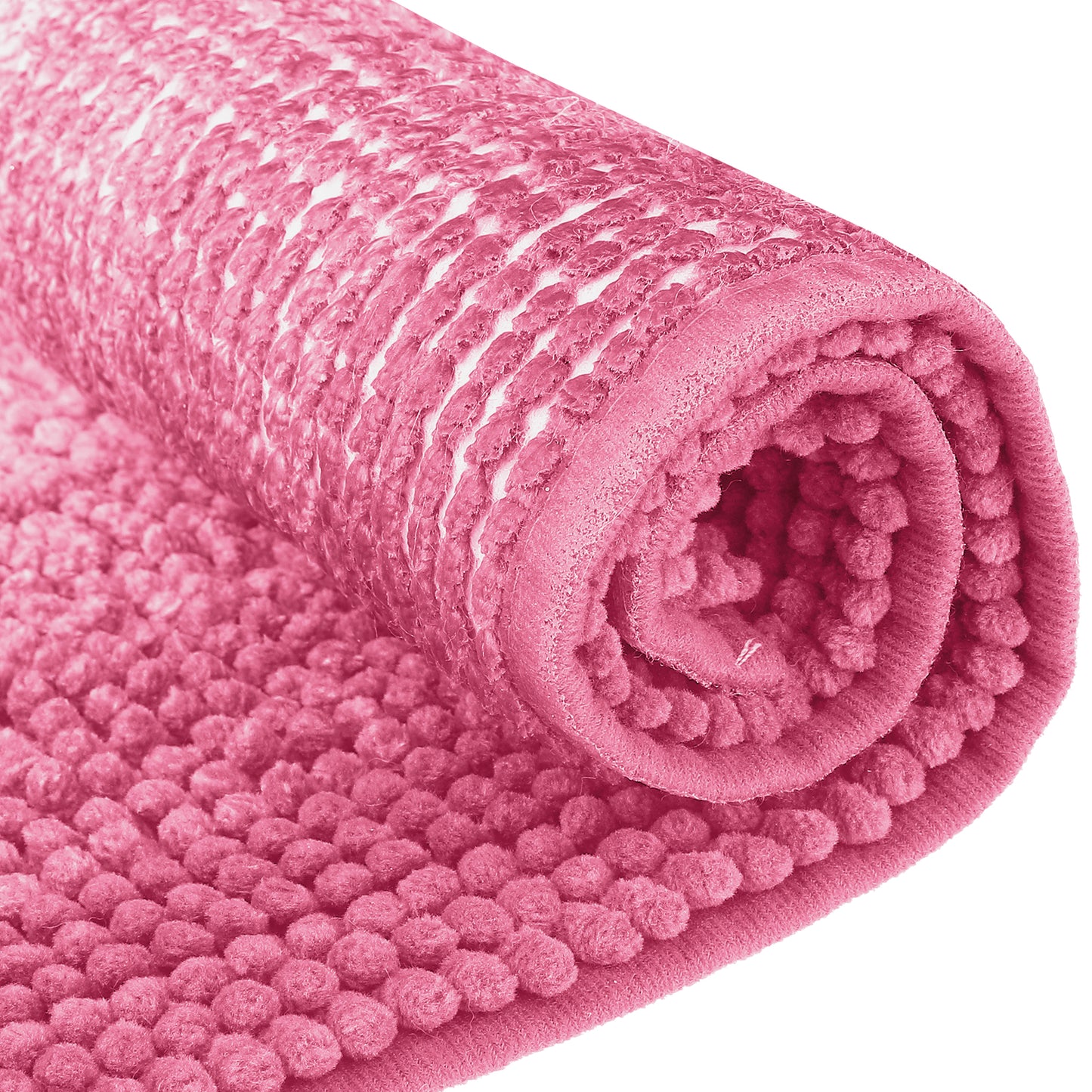 Contrasting Color Striped Bathroom Rugs, Non-Slip Plush Shaggy Bath Mats