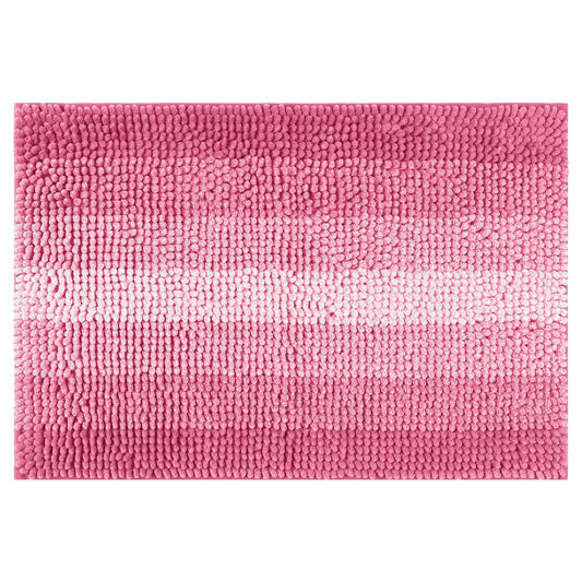 Contrasting Color Striped Bathroom Rugs, Non-Slip Plush Shaggy Bath Mats