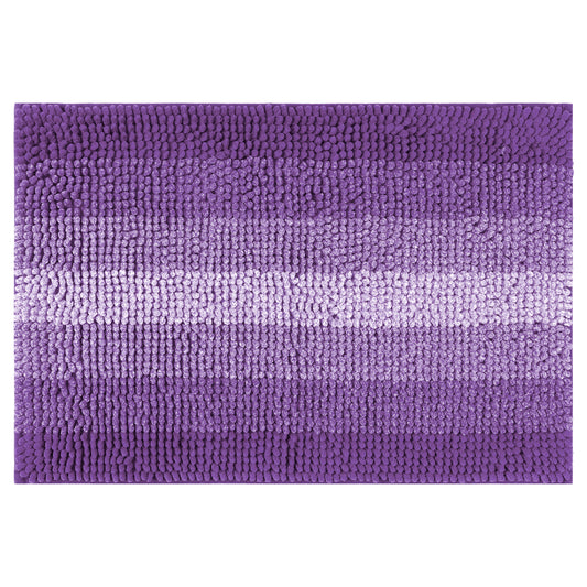 Contrasting Color Striped Bathroom Rugs, Non-Slip Plush Shaggy Bath Mats