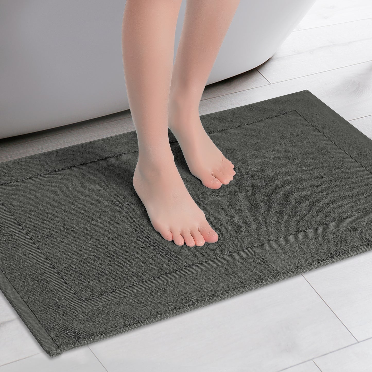 Towel Cotton Banded Bath Mat, Reversible Step Out Soft Plush Absorbent Bath Mats