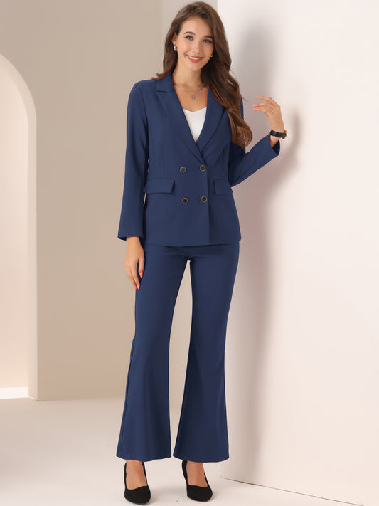 Women's 2 Piece Work Suit Business Formal Double-Breasted Blazer and Pants Set