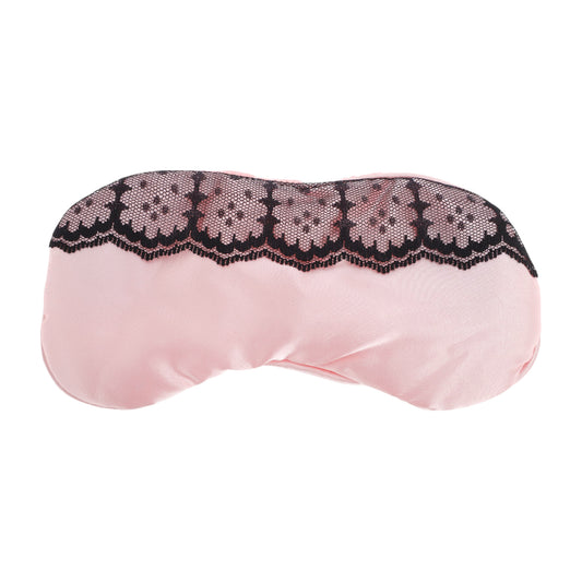 Portable Contrast Lace Eye Mask for Travel for Rest Pink