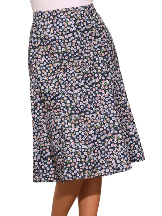 Women's Floral Midi Skirt Peasant Elastic Waist A-Line Ditsy Printed Skirts