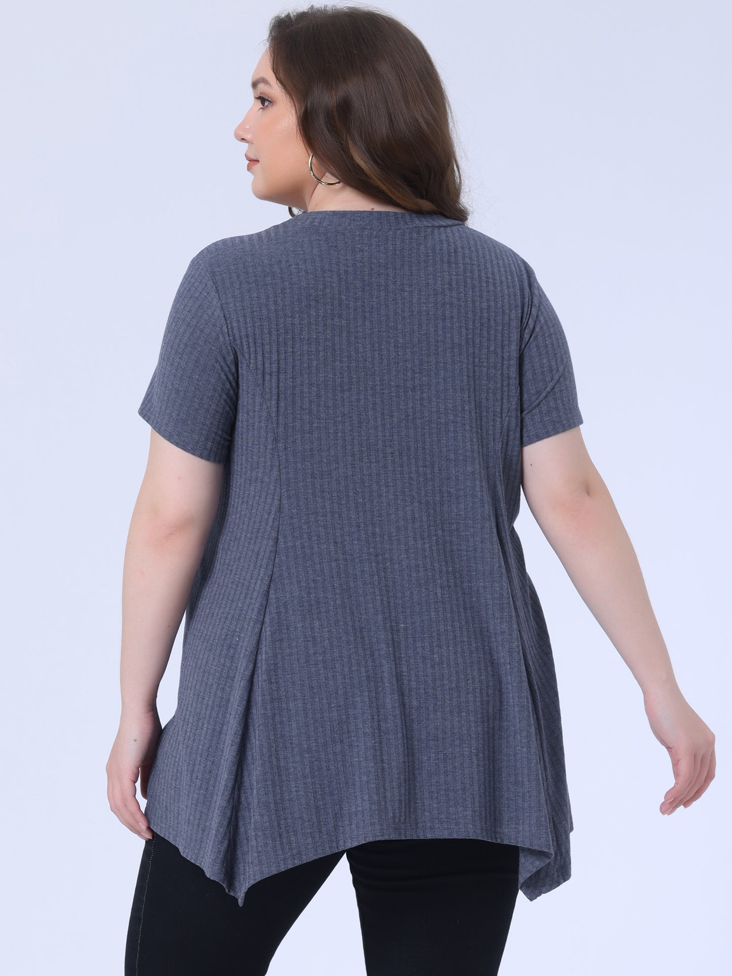 Women's Plus Size Short Sleeve Tunic Handkerchief Hem Summer Casual Top
