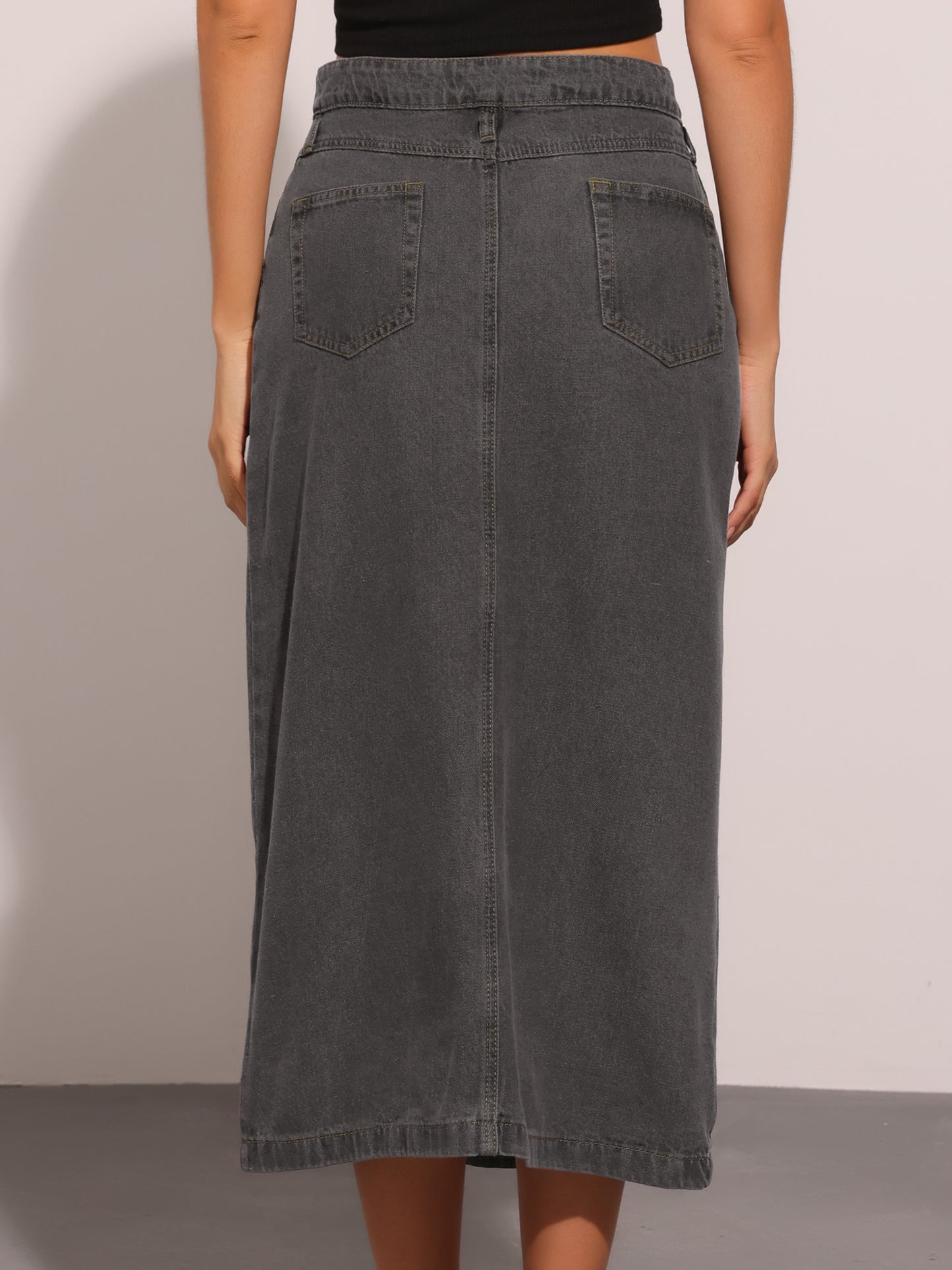 Faldas largas de mezclilla con cremallera frontal y bolsillos para mujer
