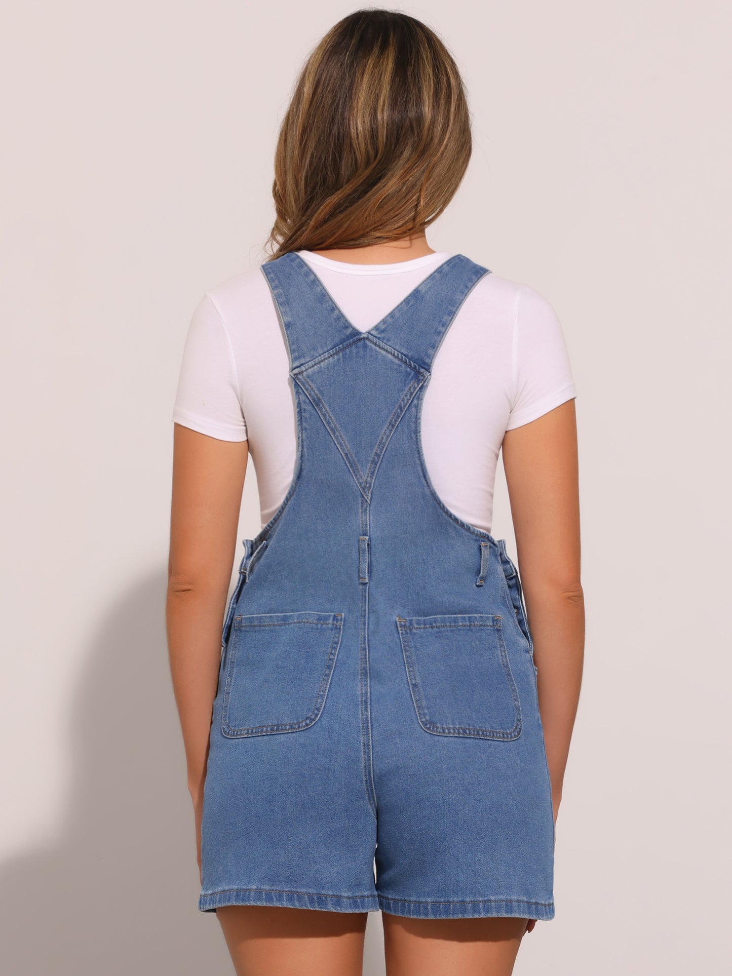 Women's Denim Shortalls Casual Adjustable Straps Bib Overall Jean Shorts Romper