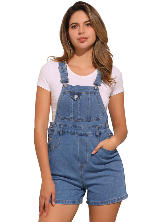 Mono corto vaquero informal con tirantes ajustables para mujer