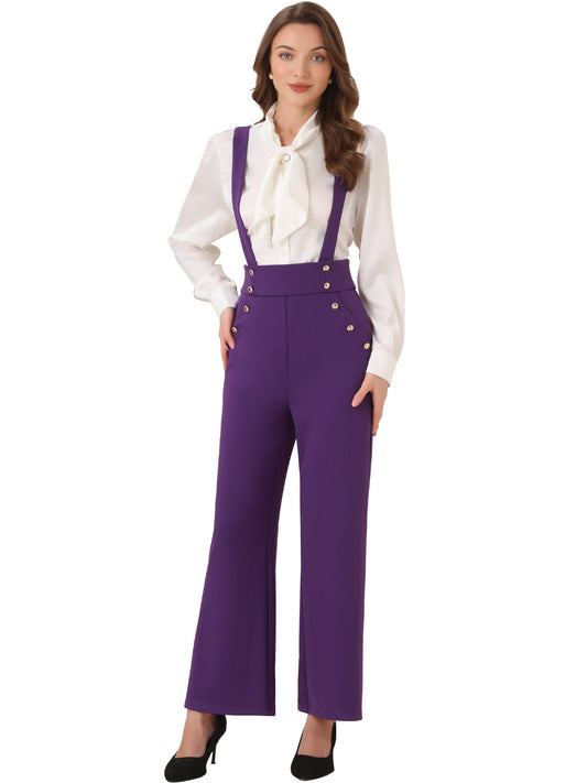 Mono informal de oficina para mujer con tirantes ajustables y pierna ancha