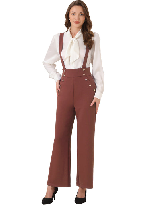 Mono informal de oficina para mujer con tirantes ajustables y pierna ancha