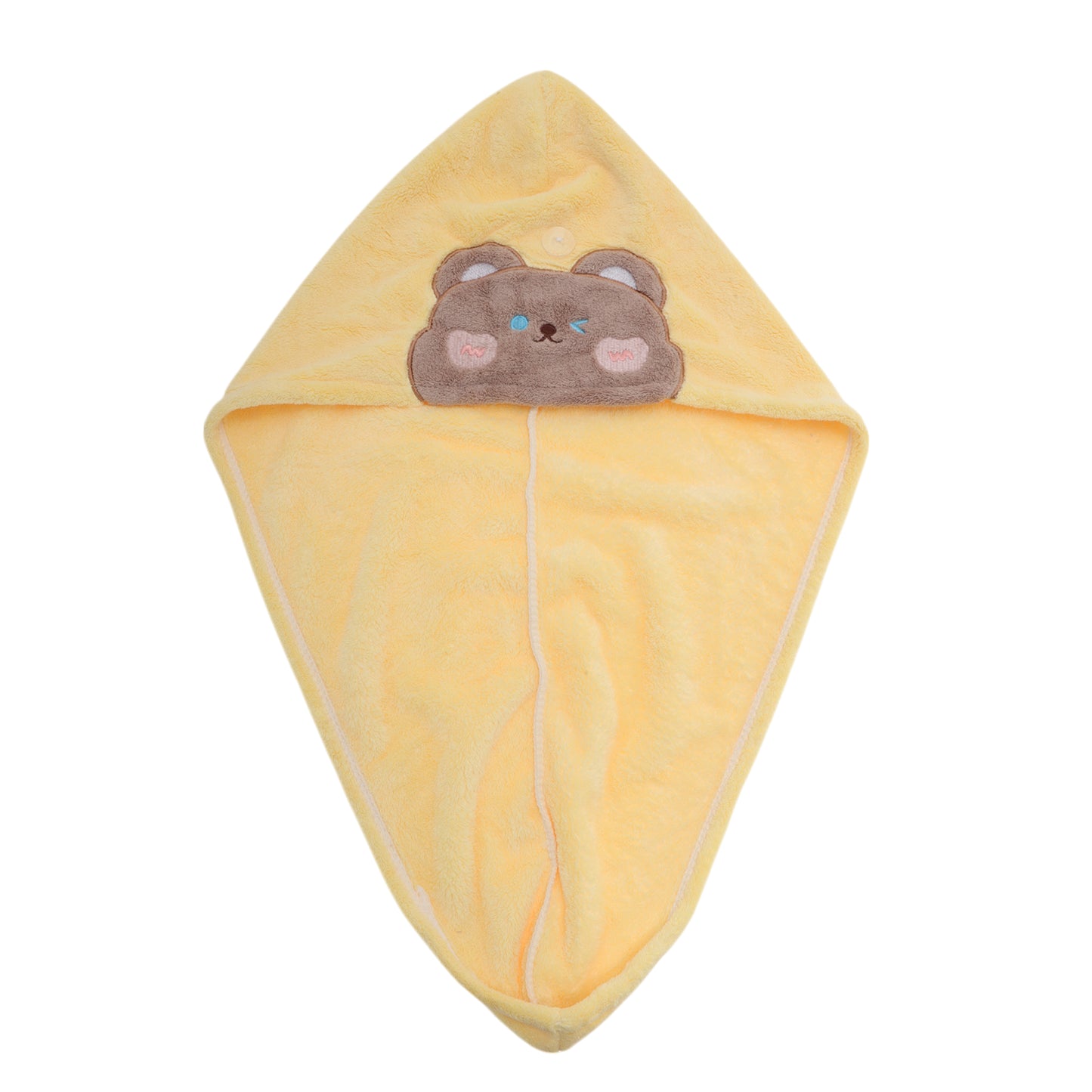 Cute Water-absorbent Bears Pattern Hair Towel Yellow
