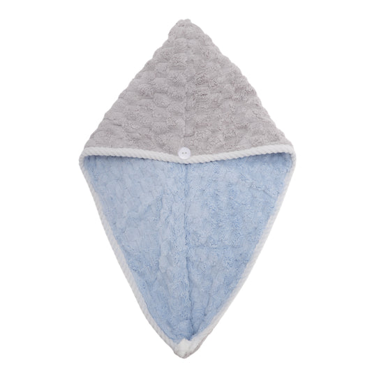 1 Pc Water-absorbent Double Layer Hair Drying Towel for Bathroom Blue, Gray