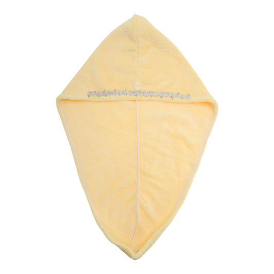 1 Pc Water-absorbent Flower Pattern Hair Drying Towel for Bathroom Light Yellow
