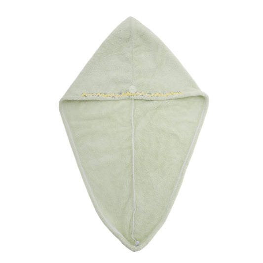 1 Pc Water-absorbent Flower Pattern Hair Drying Towel for Bathroom Green