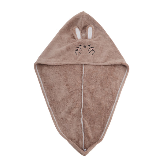 1 Pc Water-absorbent Rabbit Ears Hair Drying Towel for Bathroom Light Brown