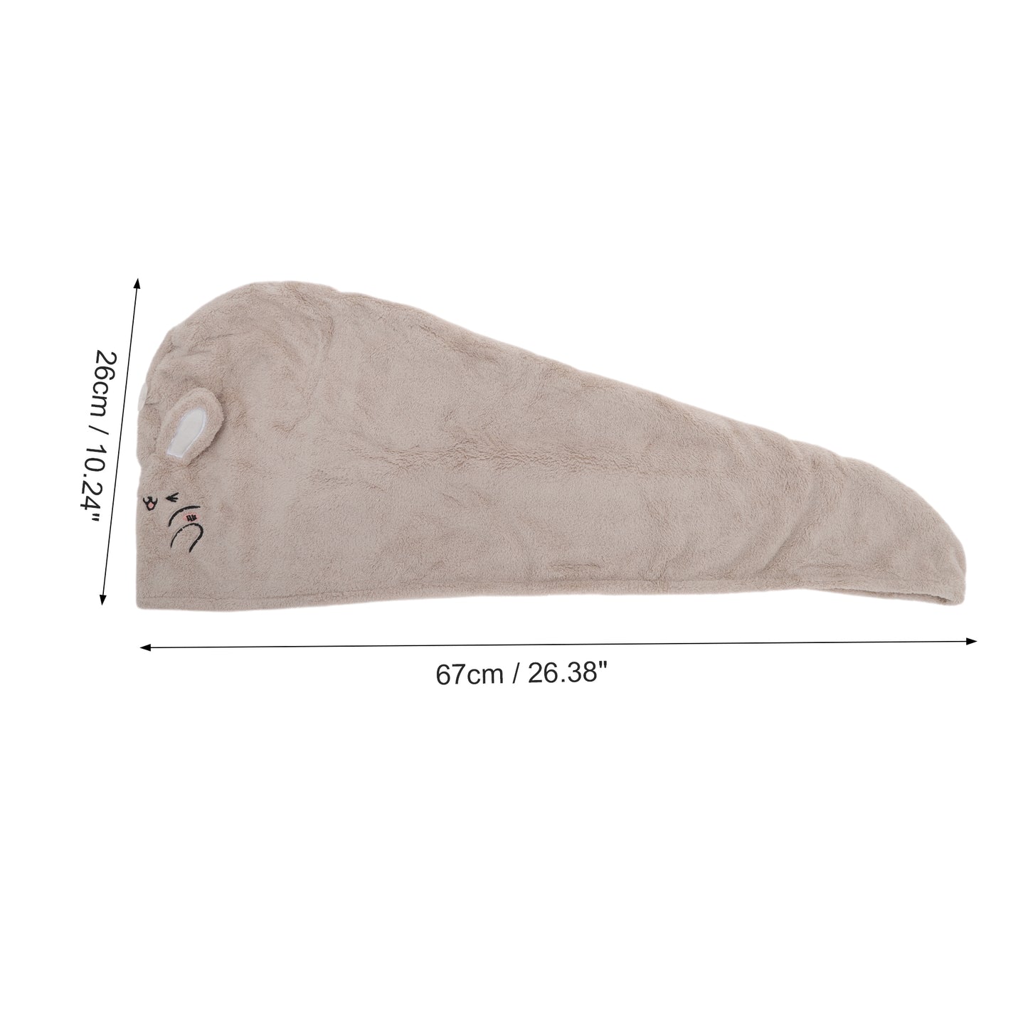 1 Pc Water-absorbent Rabbit Ears Hair Drying Towel for Bathroom Camel