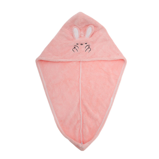 1 Pc Water-absorbent Rabbit Ears Hair Drying Towel for Bathroom Light Pink