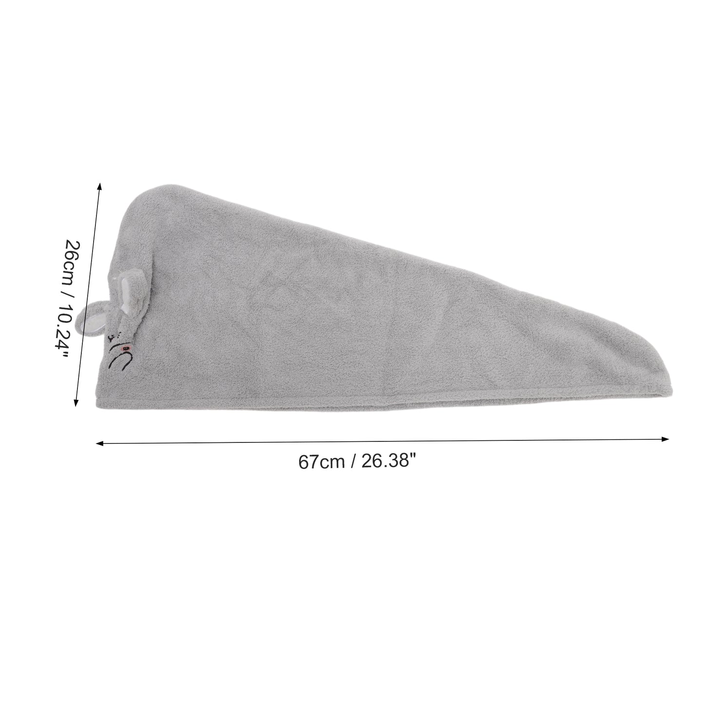 1 Pc Water-absorbent Rabbit Ears Hair Drying Towel for Bathroom Gray
