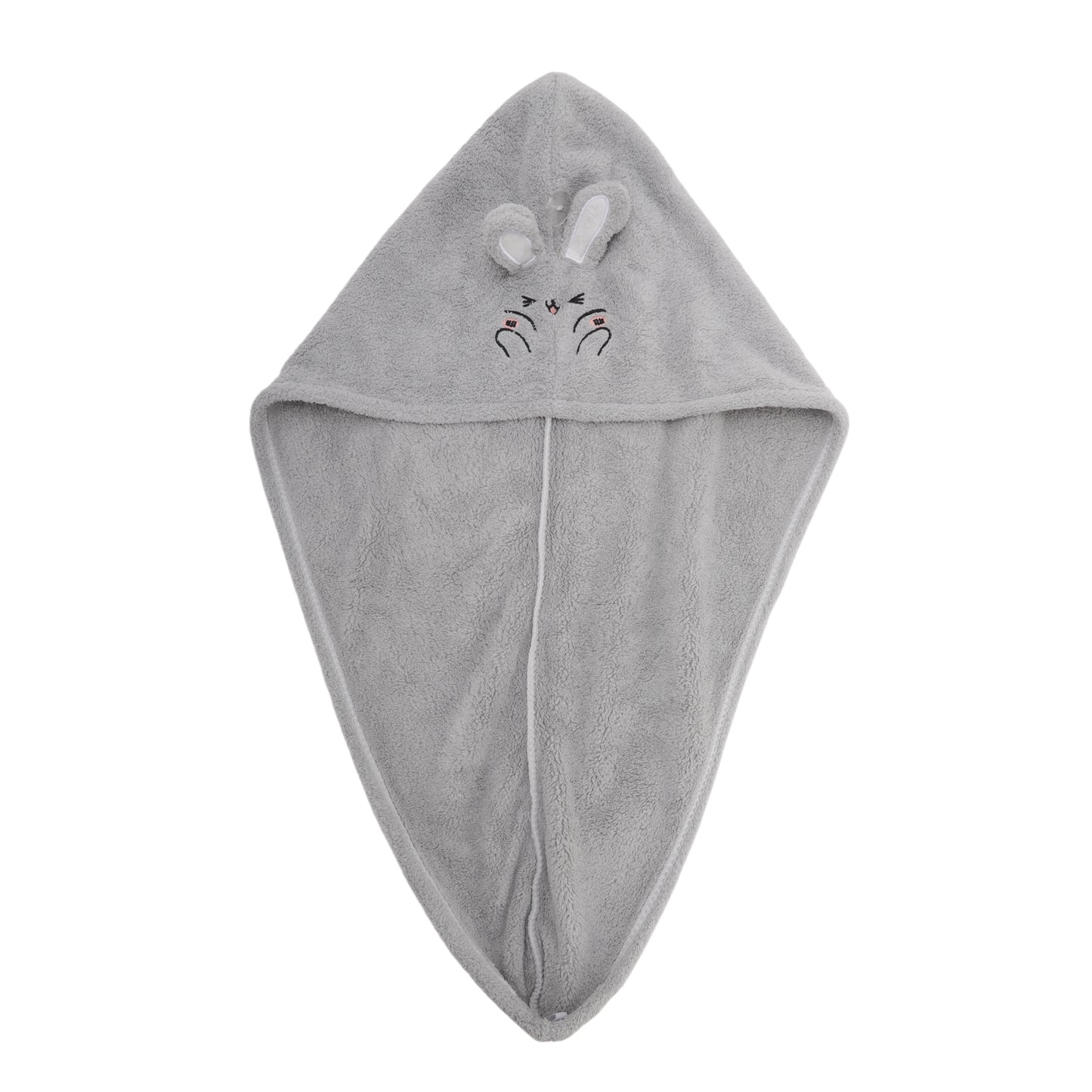 1 Pc Water-absorbent Rabbit Ears Hair Drying Towel for Bathroom Gray