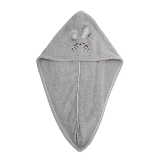 1 Pc Water-absorbent Rabbit Ears Hair Drying Towel for Bathroom Gray