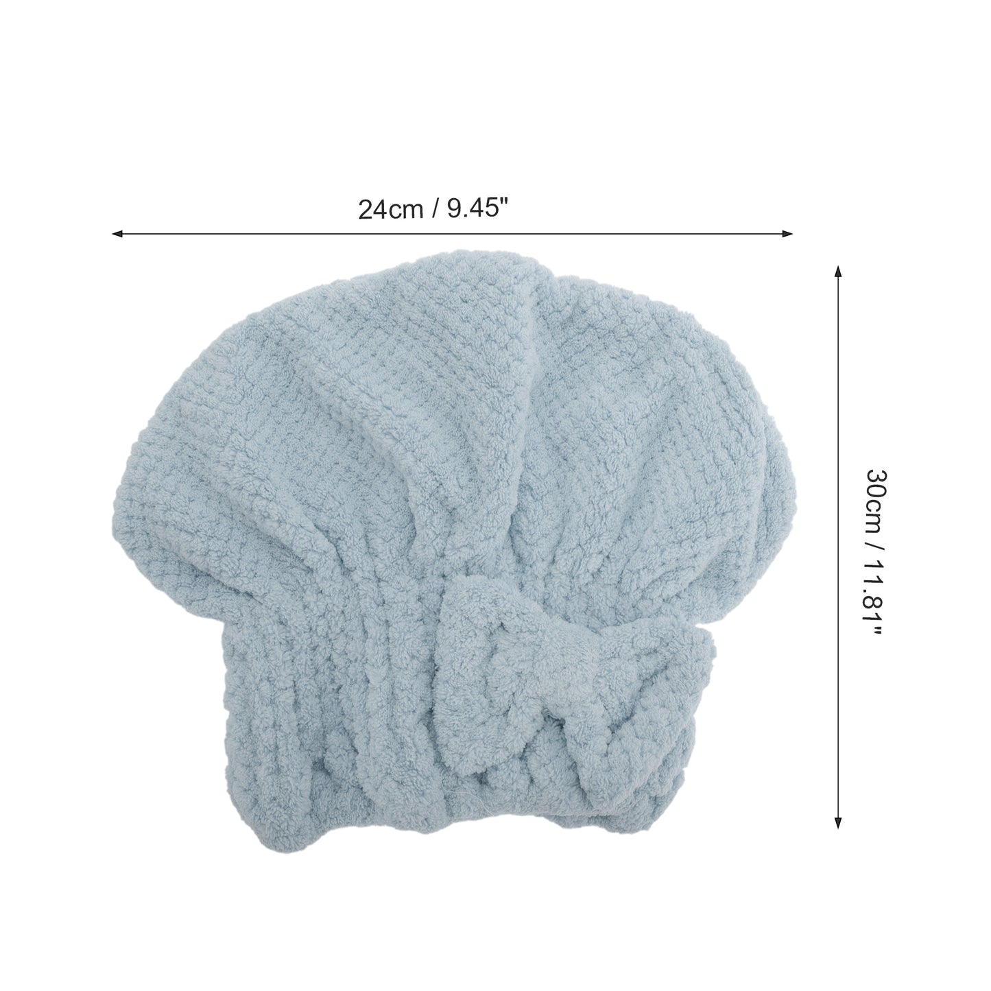 1 Pc Water-absorbent Bow Hair Towel Drying Cap for Bathroom Gray Blue