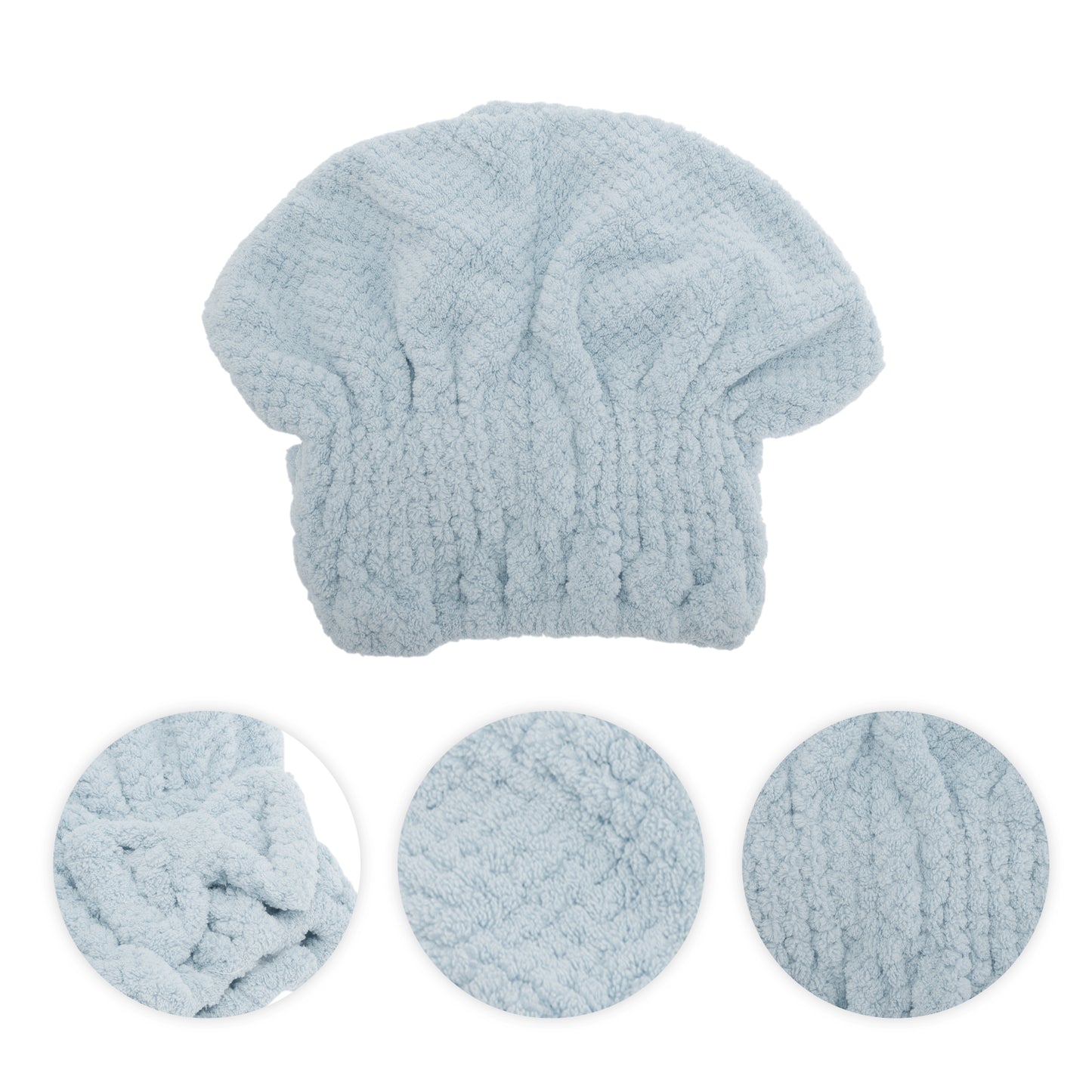 1 Pc Water-absorbent Bow Hair Towel Drying Cap for Bathroom Gray Blue