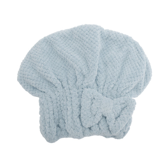 1 Pc Water-absorbent Bow Hair Towel Drying Cap for Bathroom Gray Blue