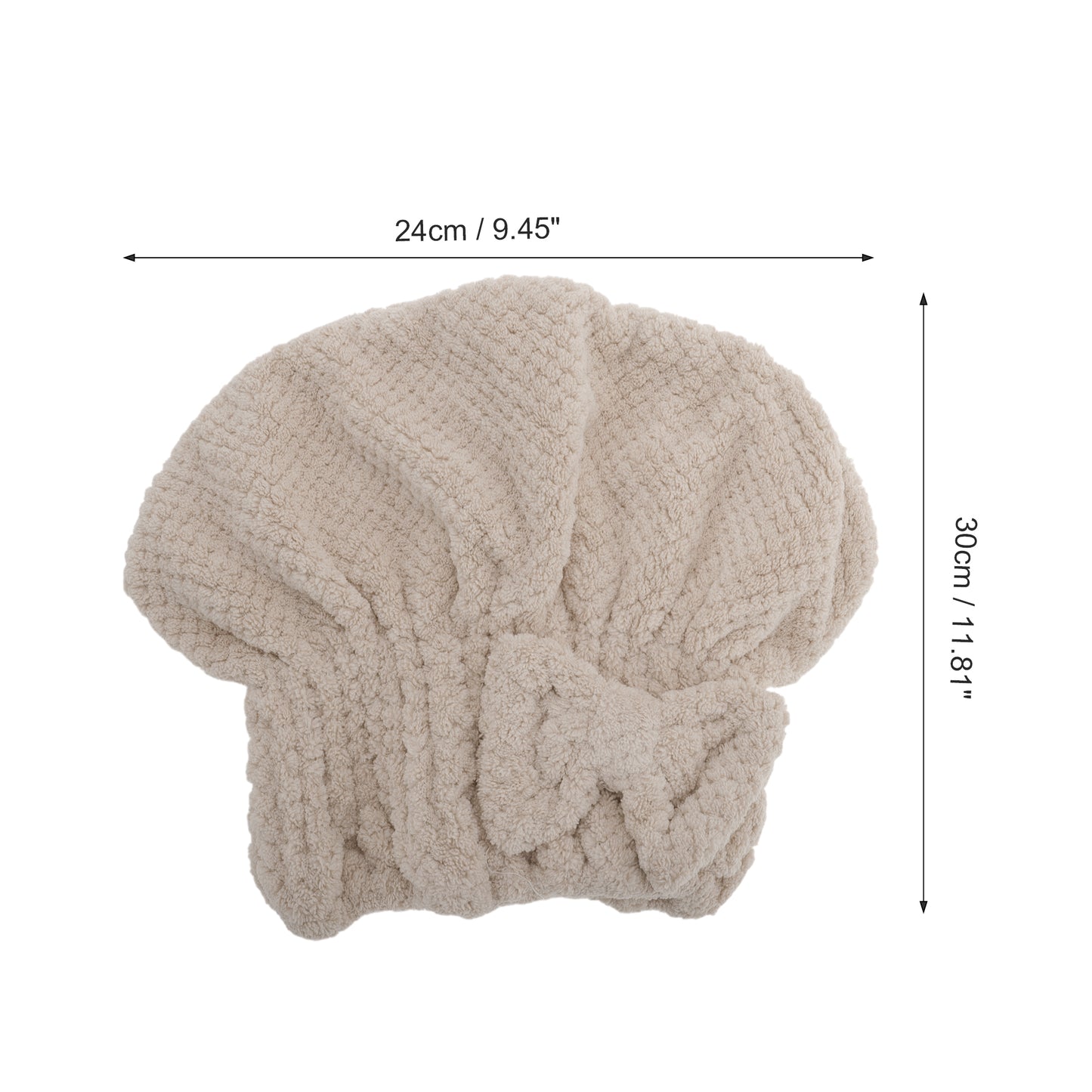 1 Pc Water-absorbent Bow Hair Towel Drying Cap for Bathroom Khaki