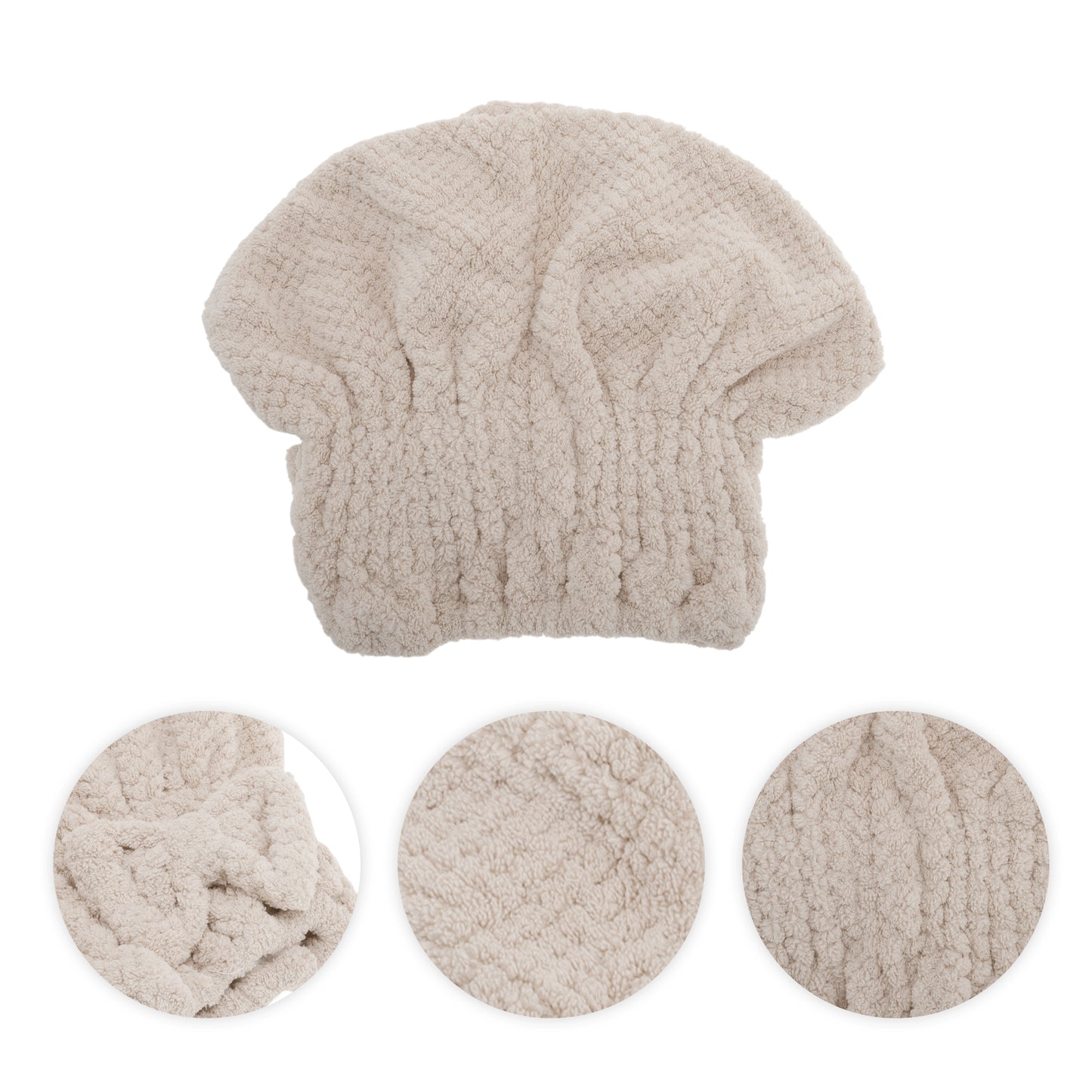 1 Pc Water-absorbent Bow Hair Towel Drying Cap for Bathroom Khaki