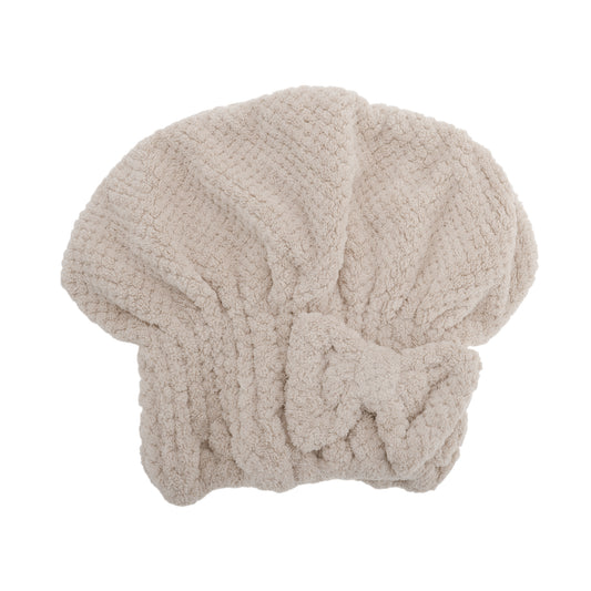 1 Pc Water-absorbent Bow Hair Towel Drying Cap for Bathroom Khaki