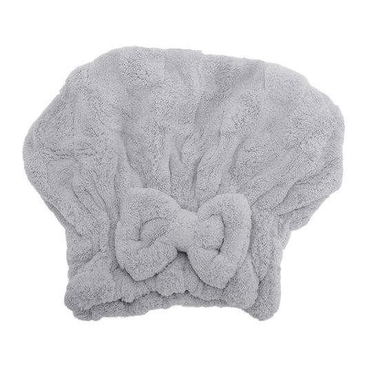 1 Pc Comfortable Bow Hair Towel Drying Hair Cap for Bathroom Gray