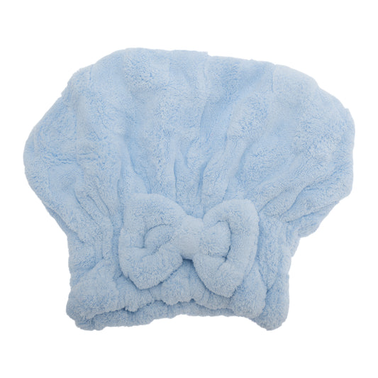 1 Pc Comfortable Bow Hair Towel Drying Hair Cap for Bathroom Blue