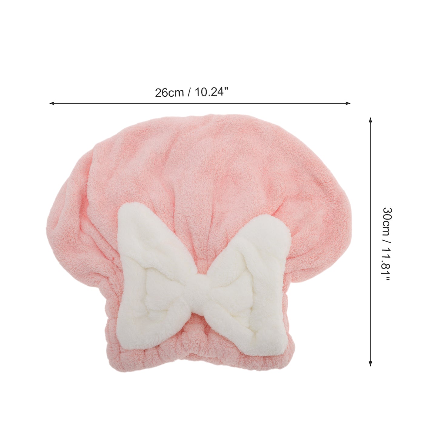 1 Pc Water-absorbent Bow Hair Drying Towel Hair Cap for Bathroom Light Pink