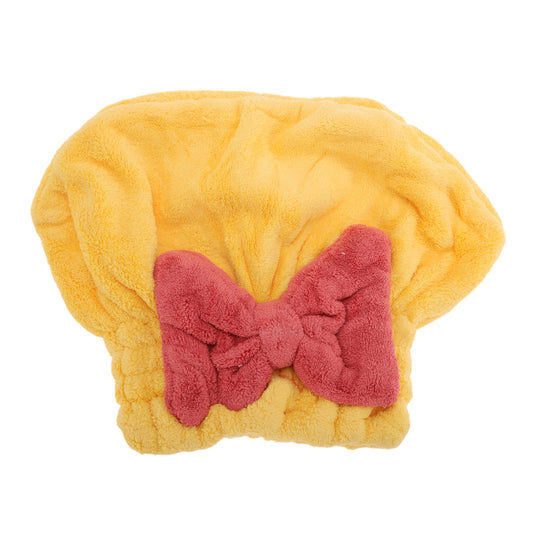 1 Pc Water-absorbent Bow Hair Drying Towel Hair Cap for Bathroom Yellow