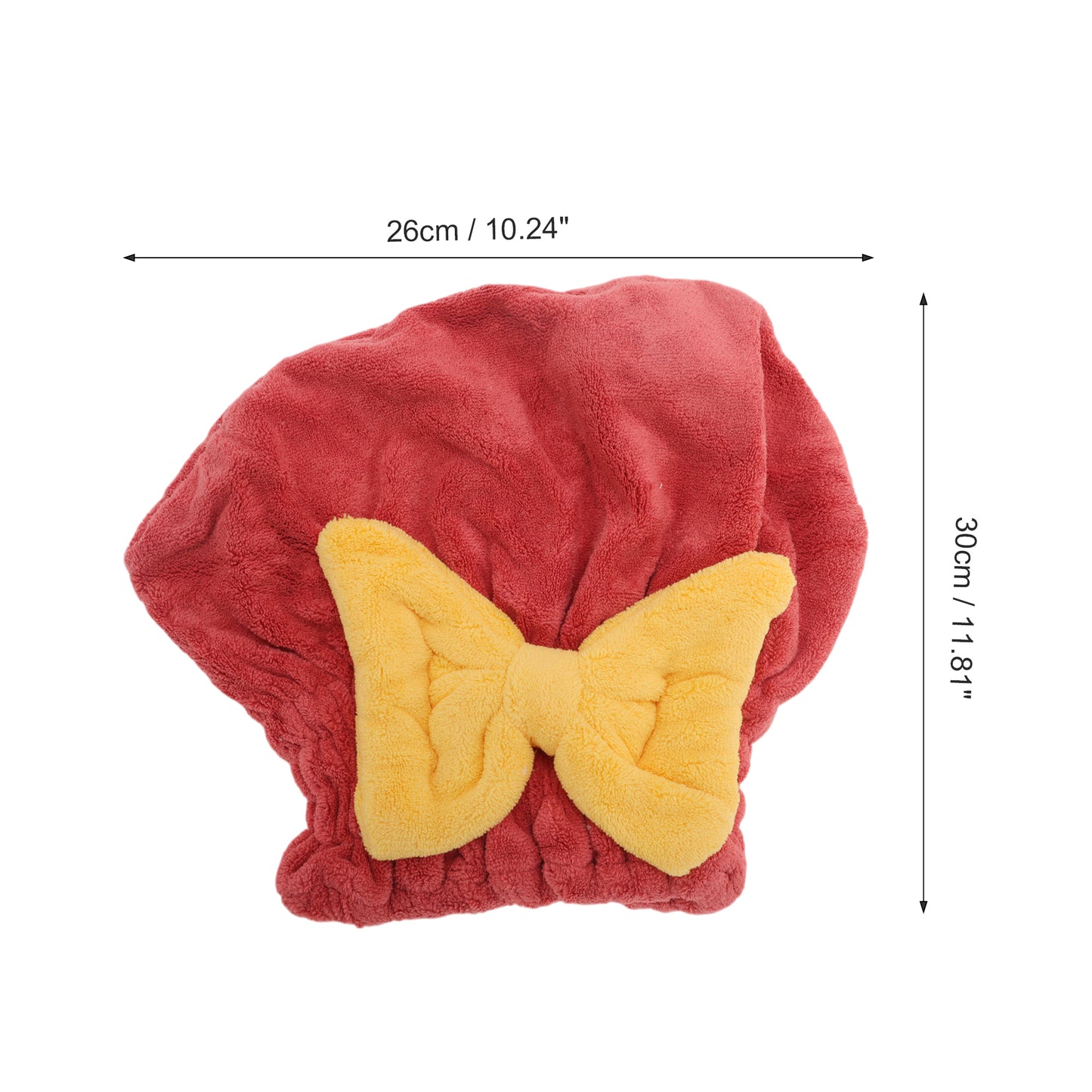 1 Pc Water-absorbent Bow Hair Drying Towel Hair Cap for Bathroom Red