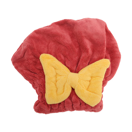 1 Pc Water-absorbent Bow Hair Drying Towel Hair Cap for Bathroom Red