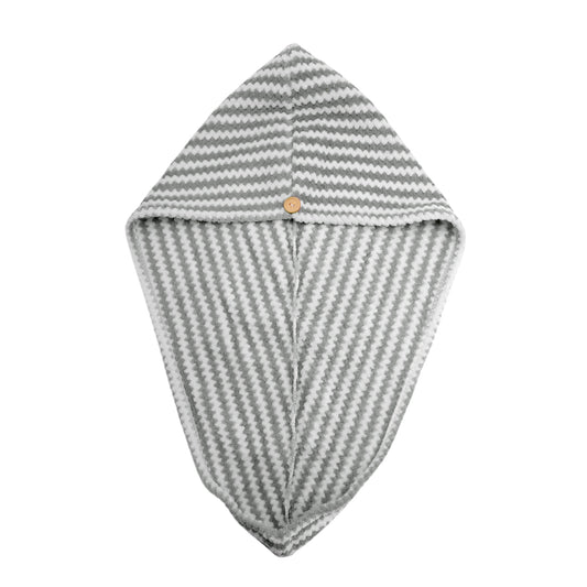 1 Pc Water-absorbent Wave Pattern Hair Drying Towel for Bathroom Gray