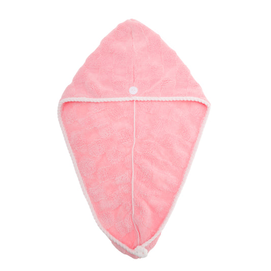1 Pc Water-absorbent Hair Towel Drying Wrap for Bathroom Pink