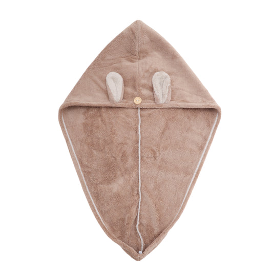 1 Pc Comfortable Rabbit Ears Hair Towel for Bathroom Hotel Light Brown