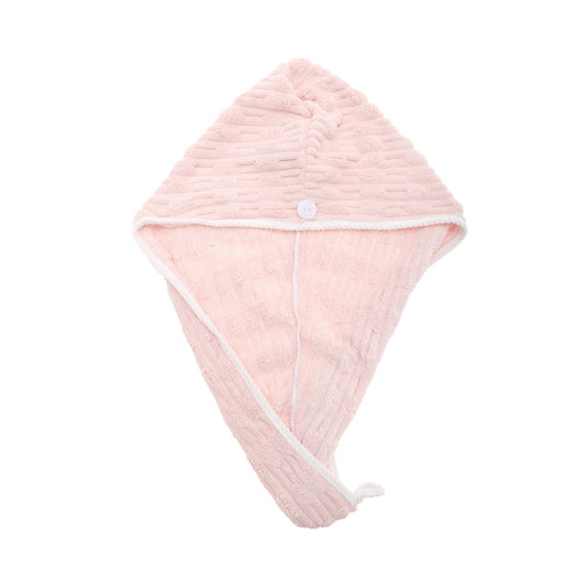 1 Pc Water-absorbent Hair Towel Solid Hair Wrap Towel for Bathroom Pink
