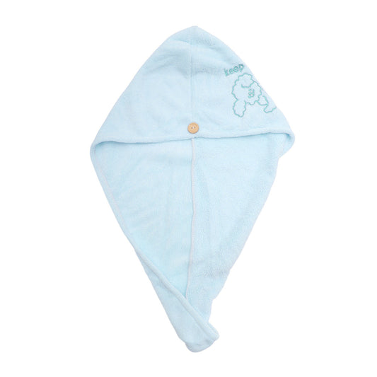 1 Pc Water-absorbent Hair Towel Cartoon Dog Embroidery Hair Wrap Towel Blue