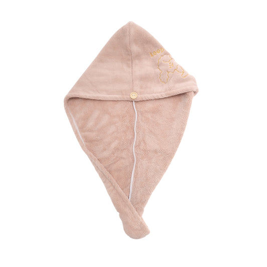 1 Pc Water-absorbent Hair Towel Cartoon Dog Embroidery Hair Wrap Towel Pink