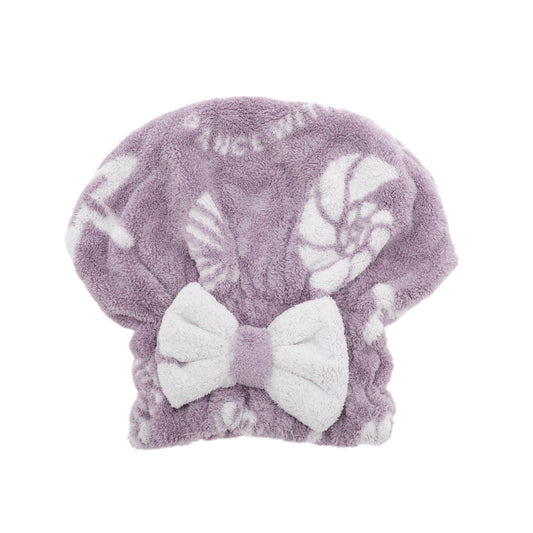 Water-absorbent Bow Shells Hair Towel Purple