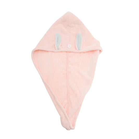 1 Pc Water-absorbent Cartoon Rabbit Ears Hair Towel for Bathroom Pink