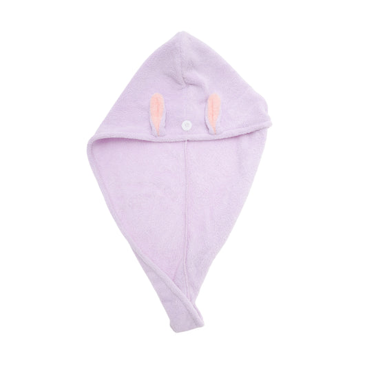 1 Pc Water-absorbent Cartoon Rabbit Ears Hair Towel for Bathroom Purple
